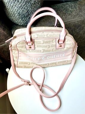 Juicy Couture Pink Logo Satchel Top Handle Zip Bag w/ Shoulder Strap